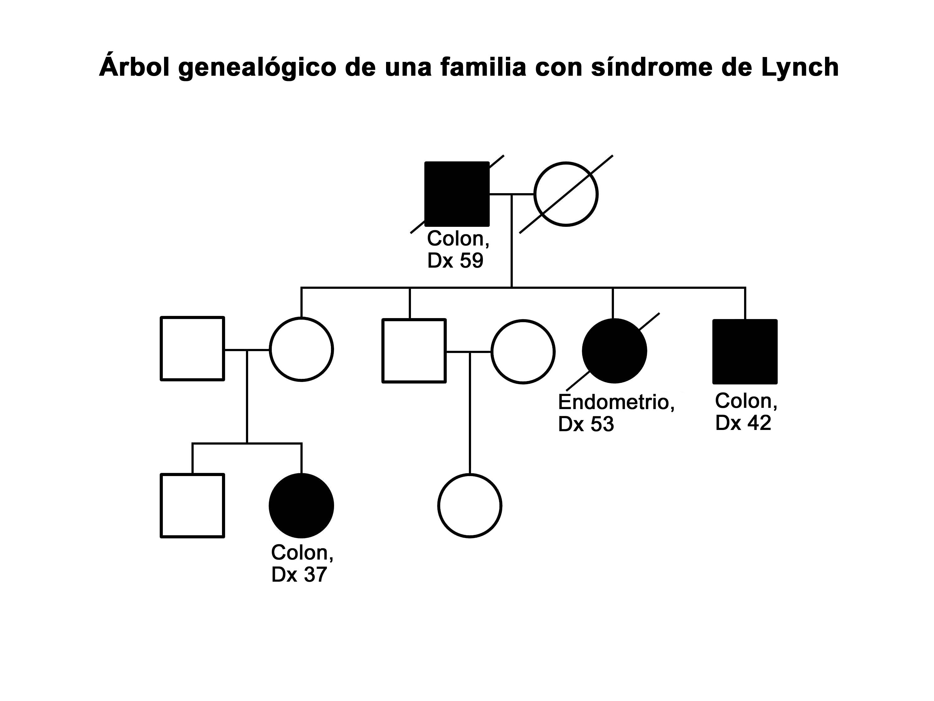 Diagrama que muestra el árbol genealógico de tres generaciones.